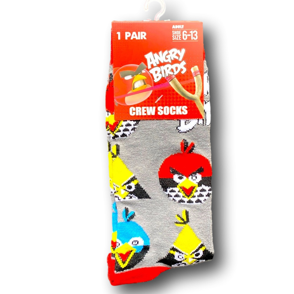 3/$20 Angry Birds Funny Novelty Crew Socks - NWT